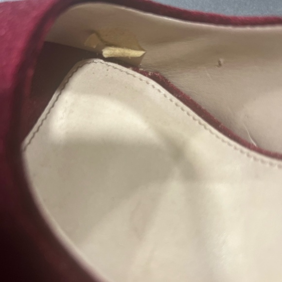 Nina New York Red Maroon Velvet Peep Toe Jeweled High Heel Pump Size 7M Formal - Picture 10 of 13